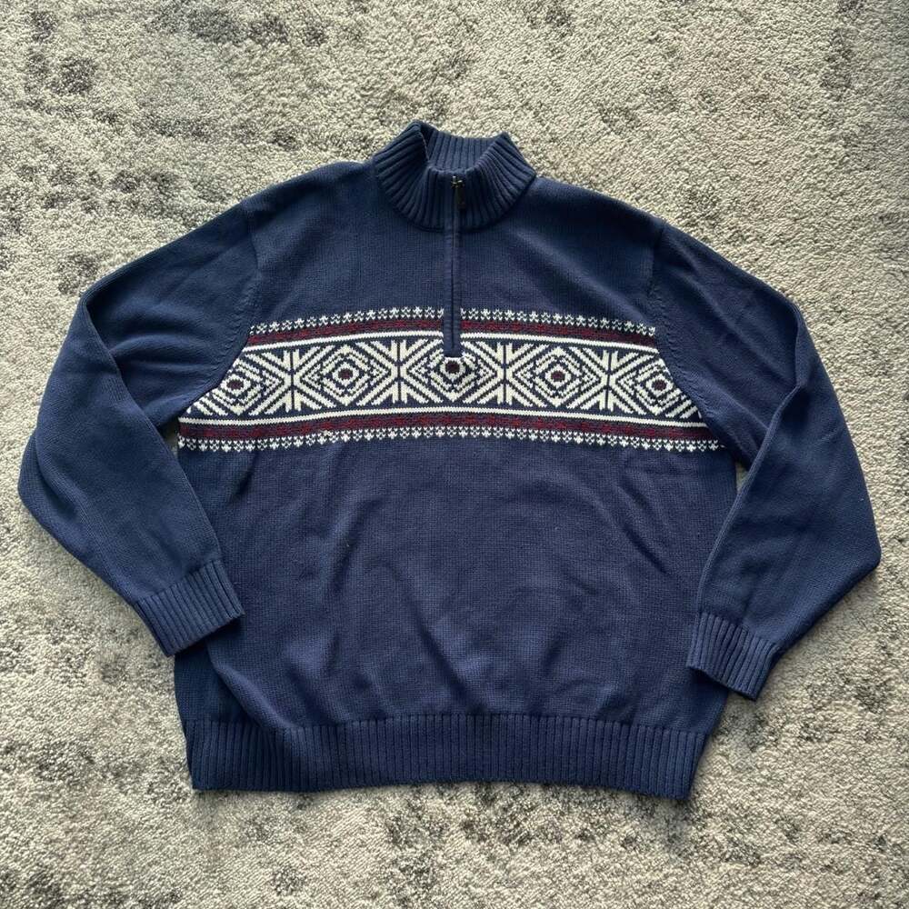 IZOD Fair Isle Quarter Zip Sweater